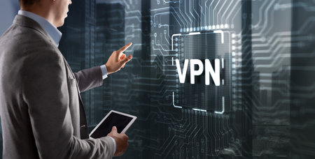 Virtual private network VPN on Gears Server Backgroundの写真素材