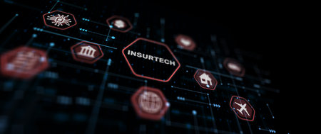 Insurance health family car money travel Insurtech concept on abstract backgroundの写真素材
