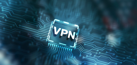 Virtual private network VPN on Gears Server Backgroundの写真素材