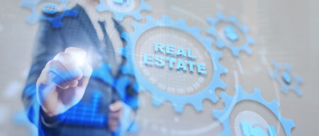 Real Estate Property insurance and security concept. Gears iconの写真素材