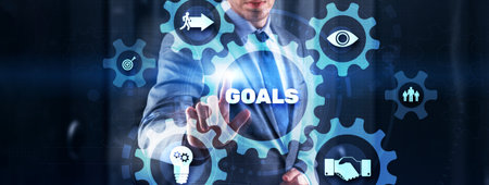 Smart goals definition to achieve business plan targets. Abstract backgroundの写真素材