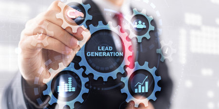 Lead Generation Concept On Cogwheels. Business Financeの写真素材