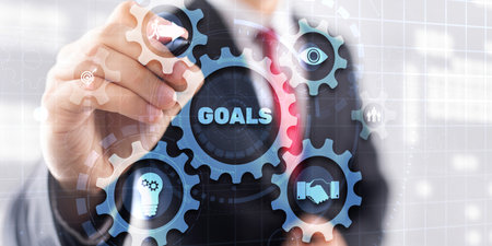 Smart goals definition to achieve business plan targets. Abstract backgroundの写真素材