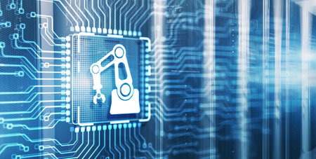 Automation Software Innovation technology on 3d electronic circuit board chipの写真素材