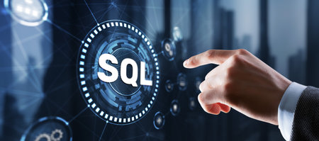 SQL Structured Query Language. Technology concept. Icon virtual screenの写真素材