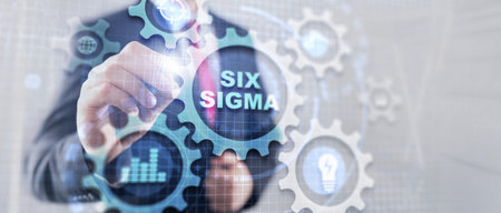 Six Sigma Manufacturing Quality control. Process improving concept. Business internet technologyの写真素材