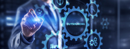 Inscription: Outsourcing. Global Recruitment Business, Technology, Internet and network conceptの写真素材