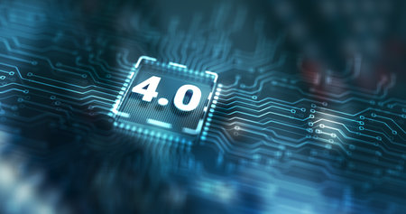 Smart industry 4.0. Industrial and technology innovation. Modernization and automation conceptの写真素材