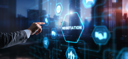Negotiations and discussion of business strategiesの写真素材
