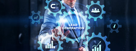Lead Generation Concept On Cogwheels. Business Financeの写真素材