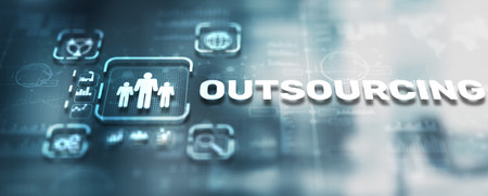 Outsourcing. Recruitment business strategy concept. Internet and modern technologyの写真素材