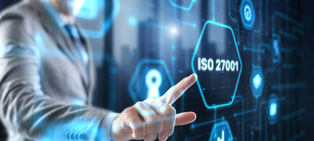ISO Standard certification standardisation quality control concept on virtual screenの写真素材