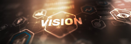 Vision Icon on virtual screen. Business vision presentation