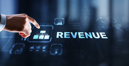 Revenue. Raising income concept. The businessman plans to increase his revenueの写真素材