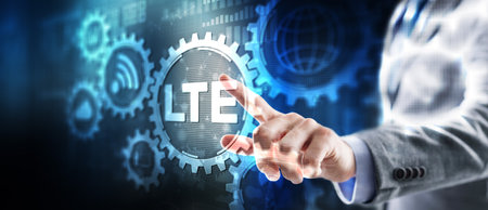 LTE 4G High speed wireless internet telecommunication background for presentationの写真素材