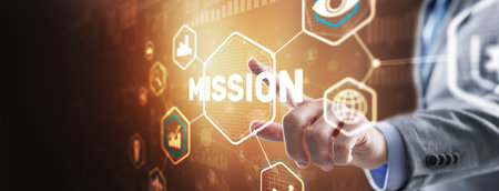 Mission concept. Financial success chart concept on virtual screen. Business backgroundの写真素材