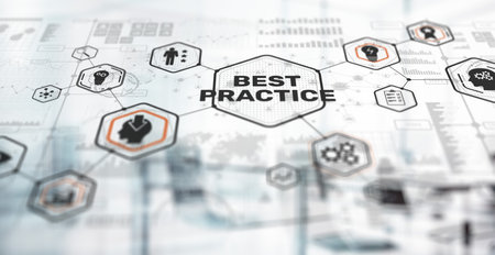 Inscription Best practice. Concept of business, technology, the Internet and the networkの写真素材