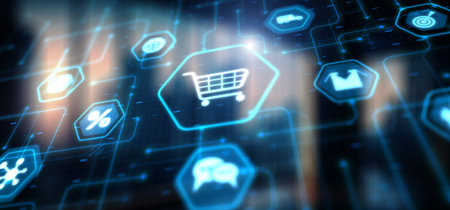 E-commerce Global Business Digital Marketing mixed mediaの写真素材