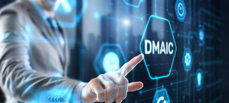 Define Measure Analyze Improve Control. Six sigma DMAIC Industrial innovation technology quality control conceptの写真素材