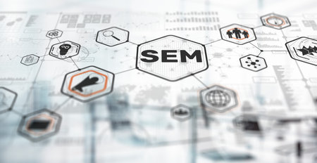 SEM Search Engine Optimization Marketing. Assistance in the selection of clientsの写真素材