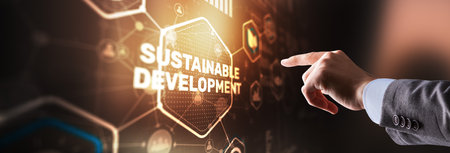 Sustainable development, ecology and environment protection concept. Renewable energy and natural resourcesの写真素材
