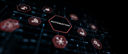 Automation technology industrial process workflow optimisation abstract backgroundの写真素材