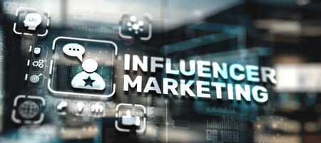 Influencer marketing concept. Promotion of goods or services through influencersの写真素材