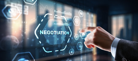 Negotiations and discussion of business strategiesの写真素材