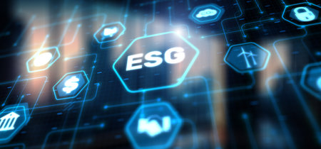 ESG Environmental Social Governance sustainable development and investment evaluation abstract backgroundの写真素材