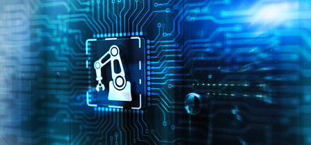 Automation Software Innovation technology on 3d electronic circuit board chipの写真素材