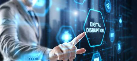 Digital disruption technology background. Innovation business conceptの写真素材