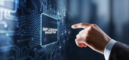 Influencer marketing concept. Promotion of goods or services through influencersの写真素材