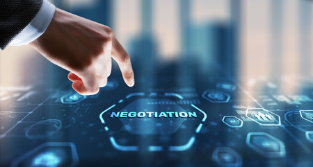 Negotiations and discussion of business strategiesの写真素材