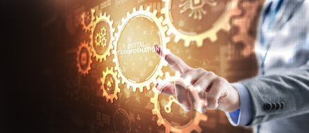 Digital transformation strategy. Business processes internet and cloud computingの写真素材