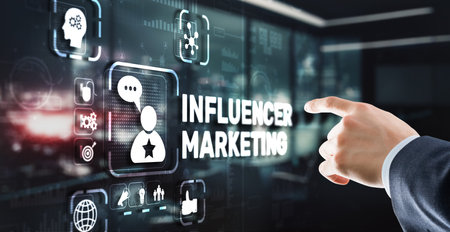 Influencer marketing concept. Business Internet conceptの写真素材
