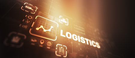 Smart logistics Innovation concept. Global logistics partnership Industrial Container Cargo conceptの写真素材