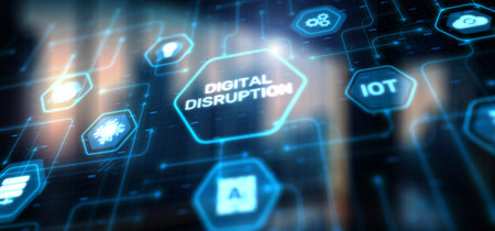 Digital disruption background. Innovation business technology conceptの写真素材
