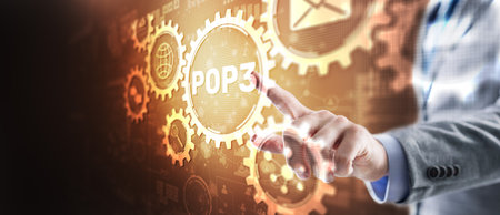 Pop3. Internet Postal Protocol. Universal backgroundの写真素材