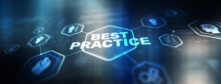 Inscription Best practice. Concept of business, technology, the Internet and the networkの写真素材