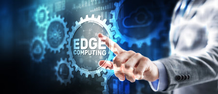Edge computing. Distributed computing on devices. Concept Technologyの写真素材