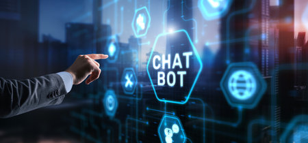Chatbot Virtual assistant and CRM software automation technology conceptの写真素材