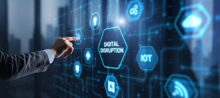 Digital disruption technology background. Innovation business conceptの写真素材