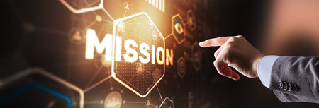 Mission concept. Financial success chart concept on virtual screen. Business backgroundの写真素材