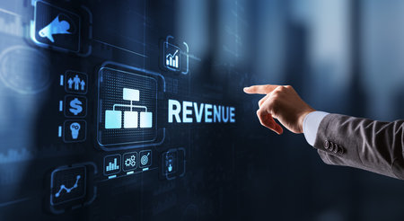 Revenue. Raising income concept. The businessman plans to increase his revenueの写真素材