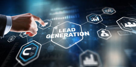 Man clicks on the inscription Lead Generation. Analysis Business Research Interest Conceptの写真素材