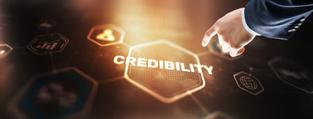Credibility improvement concept. Multiple exposure virtual screenの写真素材