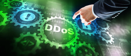 Inscription: Ddos attack. Business Technology Internet network conceptの写真素材