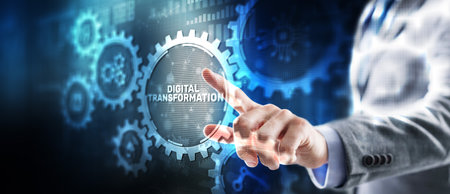 Digital transformation strategy. Business processes internet and cloud computingの写真素材