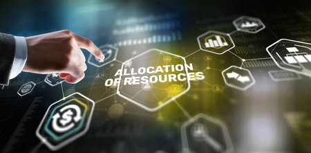 Allocation of resources concept on Virtual 3D Screen. Strategic planningの写真素材