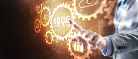 Edge computing. Distributed computing on devices. Concept Technologyの写真素材